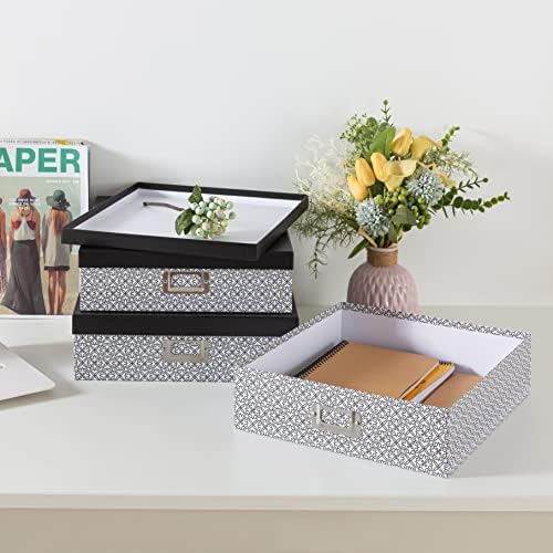SLPR - Black and White Nesting Storage Boxes with Lids, Set of 3 - Image 5