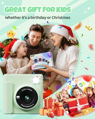 TIATUA Kids Instant Print Camera, 1080P HD Video Digital Toy, Green - Image 6