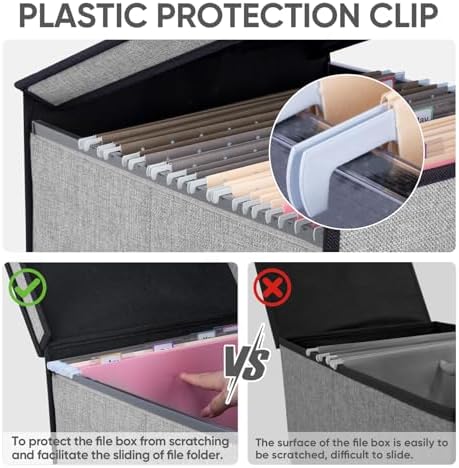 BALEINE File Organizer Box with Lid, Collapsible Hanging File Storage Box - Image 2