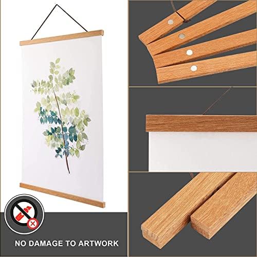 WITCOLOR Magnetic Poster Hanger Frame 28x22 28x20 28x40 Poster Frame 28 Inch Wide 1 Pack Magnetic Hanging Frame Teak Wood 28" Wide Magnetic Poster Hanger Picture Frame - Image 4