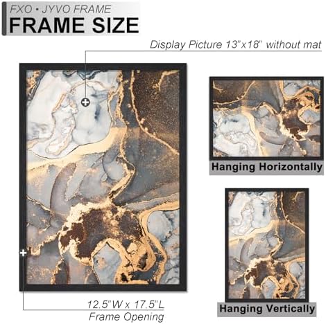 Fxojyvo 13x18 Picture Frame Set of 3 Black Engineered Wood Wall Hanging - Image 4