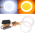 Qasim 1-Pair 60MM White+Amber Switchback 72SMD 4014 LED Halo Ring Angel Eyes Led Lights 12V by Qasim