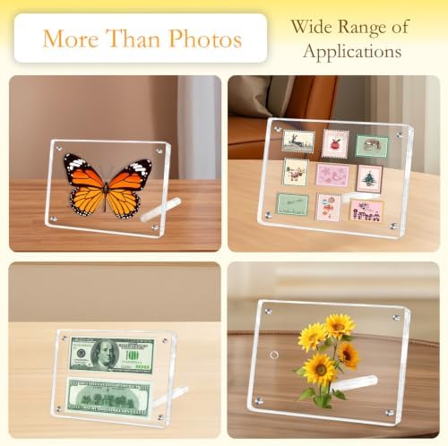 WeRock 2 Pack 4x6 Acrylic Picture Frames, Clear Picture Frames with Stand Magnetic Frame Acrylic Lucite Frameless Transparent Gift for Home Office Display Decor for Photos Certificates - Image 6