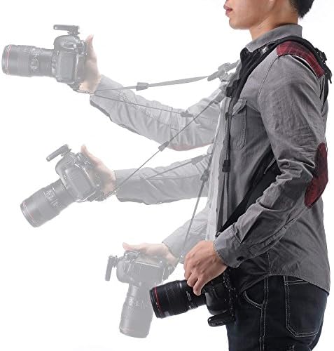 Double Shoulder Camera Strap Harness Quick Release Adjustable Dual Camera Tether Strap for DSLR SLR Camera (focus) - Image 3