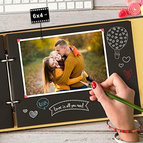 Firbon Scrapbook Album, DIY Photo Album with Black Pages Memory Book - Image 4
