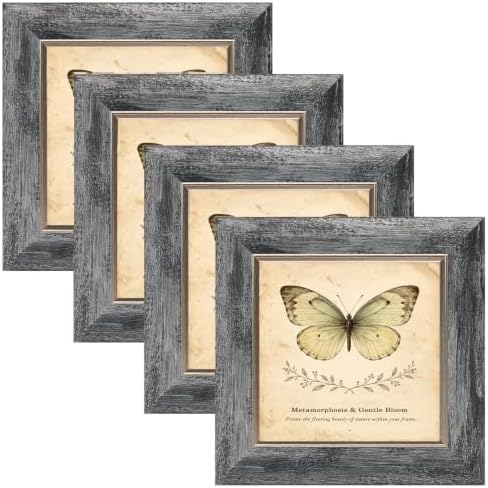 XUANLUO 5x5 Picture Frames Set of 4,Rustic Retro Photo Frame(Grey) by XUANLUO