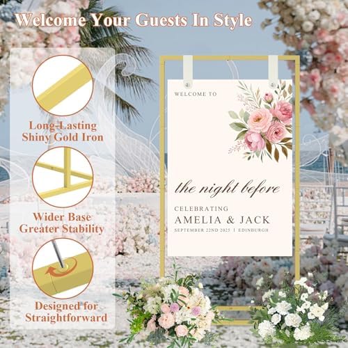 Wedding Sign Holder for Welcome Signs and Seating Charts,Gold - Image 4