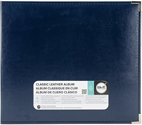 We R Memory Keepers 12x12 Photo Album - Faux Leather with 5 Page Protectors and Spine Label - Snag-Free D-Ring Scrapbooking Memory Album, Acid-Free, Navy Blue by WeRMemoryKeepers