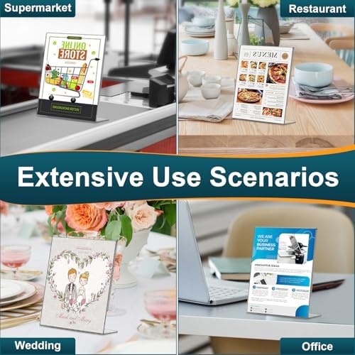 Acrylic Sign Holder 5x7 Inches, 16 Pack Clear Plastic Table Paper Display Stand, L-Shape Vertical Menu Holder Stand, Clear Picture Photo Flyer Display Stand for Restaurants, Store Show, Office Desktop - Image 7