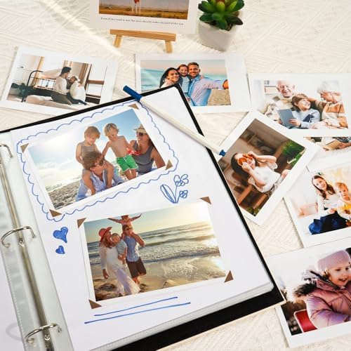 Vienrose 8.5x11 In 3 Ring Scrapbook Photo Album Leather Beige 100 Pages - Image 3