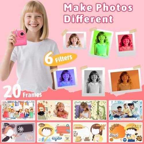 Okaloka Kids Instant Print Camera Toys,1080P HD Toddler Digital Video Camera,Christmas Birthday Gifts for Girls Boys Age 3-12 Year Old - TF Card Included (Red) - Image 4