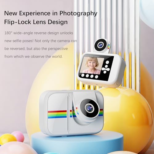 Kids Camera Instant Print,Kids Digital Camera with 3 Color Print Paper,32GB & Mini Tripod,48MP & 1080P Video Christmas Birthday Gifts for Girls and Boys Age 3-12 (White) - Image 5