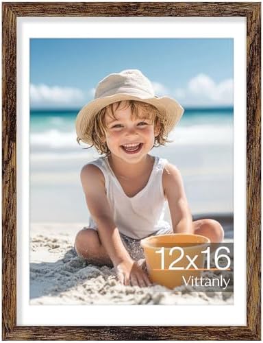 Vittanly 12x16 Picture Frame Made of Solid Wood for Wall Mount, Dark Brown by Vittanly