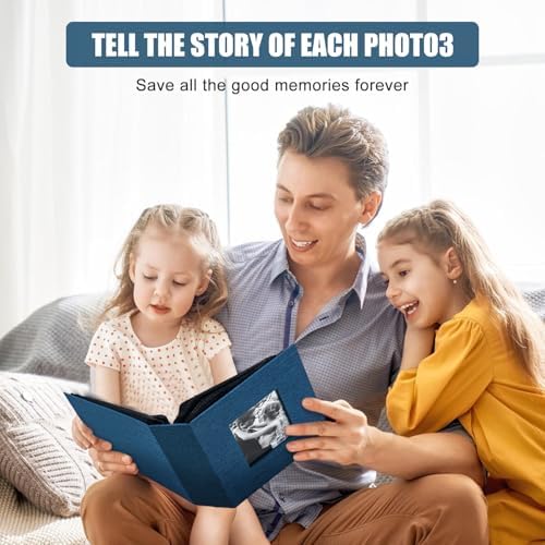 Photo Album 4x6 with 200 Pockets, Slip-in Picture Albums, Linen Cover Memory Book with Front Window, Black Page Vertical Photo Book for Wedding, Family, Anniversary, Baby, Vacation(Blue) - Image 5