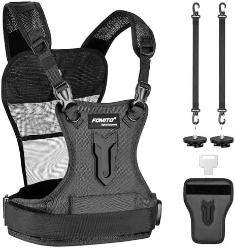 FOMITO Multi Camera Carrying Chest Harness System Vest with Side Holster for Canon 6D 600D 5D2 5D3 Nikon D800 D600 D300 D7000 D90 Sony A7S A7R A7S2 Panasonic Olympus DSLR by FOMITO