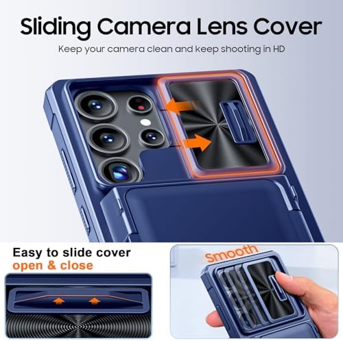 GooseBox for Samsung Galaxy S25 Ultra Case Wallet with RFID [Cards Holder][Camera Cover][Edge Raised] Full Body Shockproof Silicone Protective Phone Case for Galaxy S25 Ultra 6.9" 2025 (Blue) - Image 4