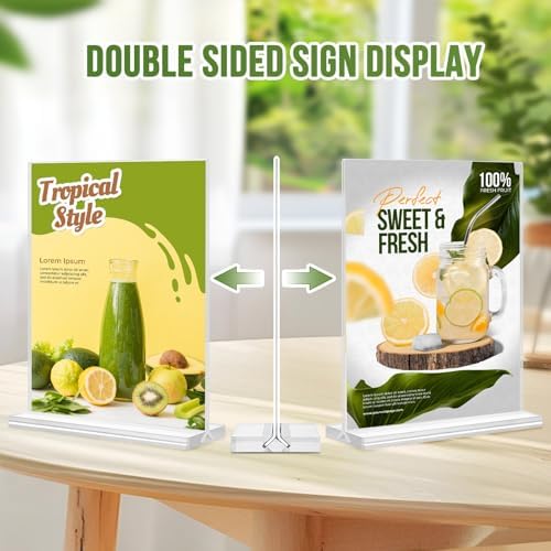 Acrylic Sign Holder 5x7, 25 Pack Clear Double Sided Table Menu Vertical Display, Plastic Flyer Display Stand, Paper photo Plastic Sign Frame Suitable for Restaurants Office Store Hotels, Show Fair - Image 2