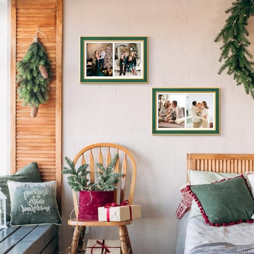 Suede 11x17 Picture Frame Display 2 Opening Double 8x10 Picture Frames Collage Wall Decor with Mat,Multi Photo Frame for Plexiglass,Wall Decor,1Pack,Green - Image 7