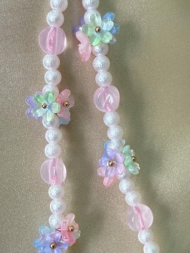 Drawwind Phone Charm Beaded Wristlet Strap Universal Cell Phone Lanyard Cute Bracelet Wrist Strap Beaded Chain String Handmade Accessories for Case Camera Bags (Flower Girl) - Image 6