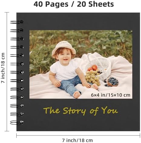 Yopih Scrapbook Album 7x7in, Acid-Free Kraft Paper 20 Sheets 40 Pages - Image 2