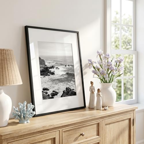 Americanflat 16x20 Poster Frame - Matted to 11x14 - Slim Molding - Black - Image 6