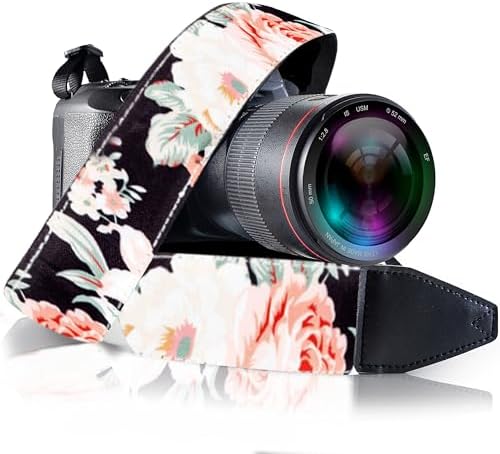 Art Tribute Camera Strap - Shoulder, Crossbody & Neck Camera Strap for Photographers, Fits All Cameras, Canon Nikon Sony Fujifilm, Padded Strap W/Quick Release, Embroidered Cotton & Leather Ends by ArtTribute