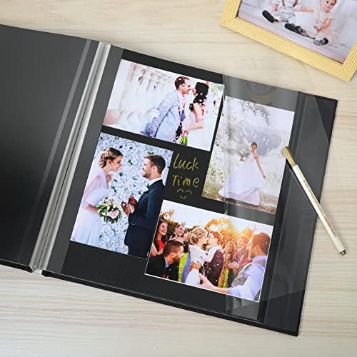 Spbapr Large Photo Album Self Adhesive Linen Cover Magnetic Scrapbook Album DIY Scrap Book 40 Black Sticky Pages for 4x6 5x7 8x10 10x12 Pictures with A Metal Pen - Image 4