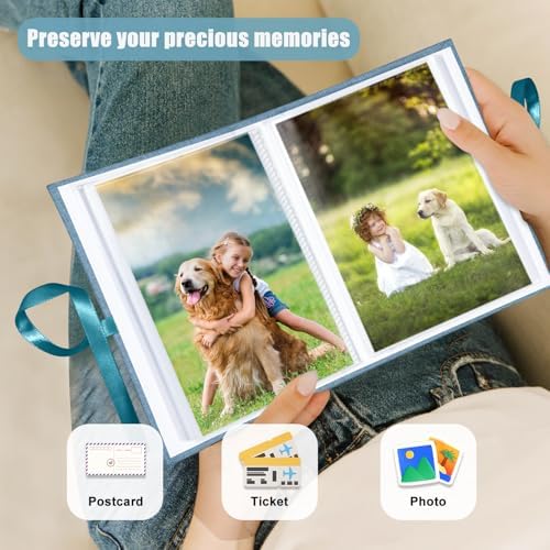Photo Album 4x6 100 Pockets, Slip-in Picture Albums, Linen Cover Top Loader Vertical Pockets Albums for Baby, Kids Boy Girls, Wedding, Family, Anniversary, Sky Blue - Image 5