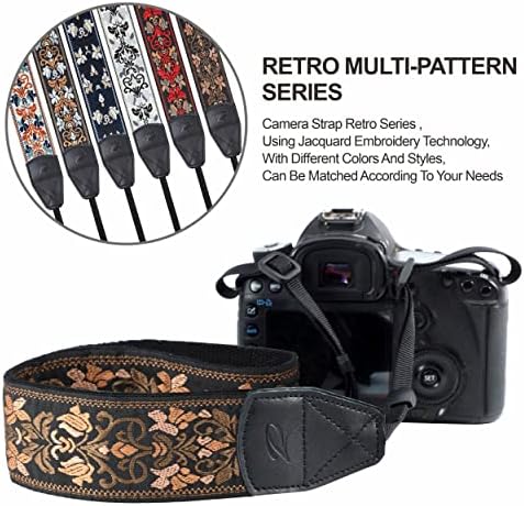 Padwa Lifestyle Camera Strap - 2" Wide Vintage Jacquard Embroidery Flower Camera Straps with Genuine Leather Head,Complimentary 2 Pcs Quick Release Clips for All Cameras and Men & Women Photographers - Image 5