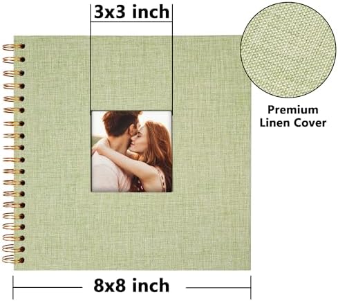 Vienrose 8x8 Inch Scrapbook DIY Small Hardcover Kraft White Pages Scrapbook Photo Album Linen Cover Scrap Book Photo Albums Scrapbooking Supplies Kit for Couple Family Wedding Travel - Image 4