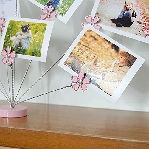 8-Branch Family Tree Picture Frame Holder, Card Photo Clips Holder Desk Stand for Memo Paper Note Photo Christmas Wedding Card Display (Cherry Blossoms) - Image 3