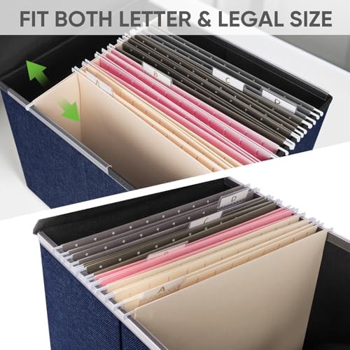 BALEINE File Organizer Box with Lid, Collapsible Hanging File Storage Box - Image 3