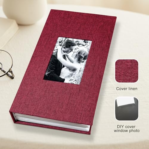 Photo Album 4x6 with 420 Pockets, Slip-in Picture Albums, Linen Cover Memory Book with Front Window, Vertical pages Photo Book for Wedding, Family, Anniversary, Baby, Vacation(Red) - Image 7
