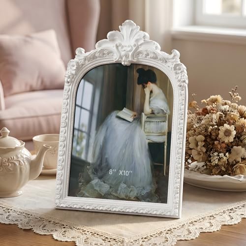 Cuspin 8x10 White Arched Picture Frame Vintage Elegant Decorative Frame - Image 7
