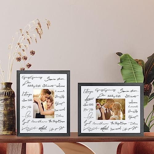 Egofine 11x14 Picture Frames Set of 4, Made of Solid Wood Covered by Plexiglass 5x7 and 8x10 with Mat or 11x14 without Mat, for Table Top Display and Wall Mounting Photo Frame Rustic Black - Image 5
