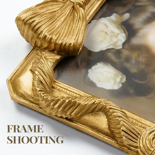 Cuspin 8x10 Gold Picture Frame, Vintage Bowknot Ornate Resin Frame - Image 5