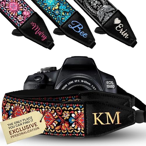 Art Tribute Camera Strap Personalized With Name - Shoulder, Crossbody & Neck Camera Strap for Photographers, Fits All Cameras, Canon Nikon Sony Fujifilm, Padded Strap W/Quick Release & Leather Ends by ArtTribute