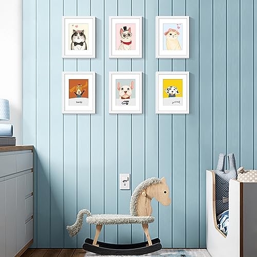 upsimples 8.5x11 Picture Frame Set of 10, Display Pictures 6x8 with Mat or 8.5x11 Without, Multi Photo Frames Collage for Wall or Tabletop Display, White - Image 2