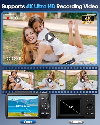 Digital Camera 4K for Kids-48MP Autofocus Vlogging Camera with 32GB Card, 16X Zoom, Anti-Shake, Compact Point and Shoot Camera for Teens Beginners, Birthday Gift Black - Image 4