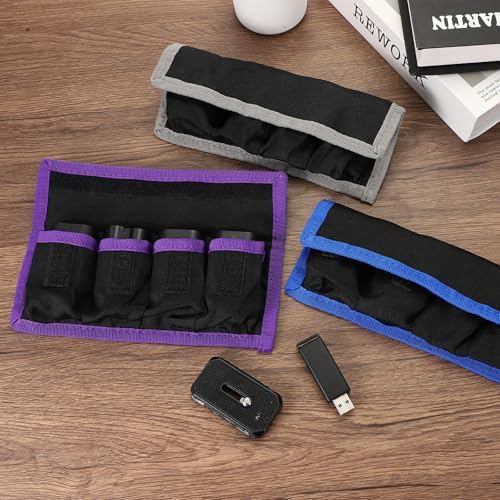 PATIKIL Camera Battery Pouch Cases, 4 Pocket Nylon DSLR Battery Case Holder Storage Bag for AAA, LP-E6, LP-E8, NP-FW50, EN-EL14, EN-EL15 Batteries (Blue) - Image 6