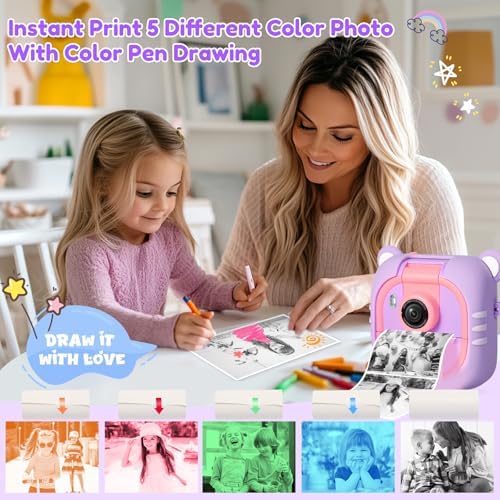 ARNSSIEN Kids Instant Print Camera for Toddlers 1080P 2.4in+180° Flip Lens - Image 5