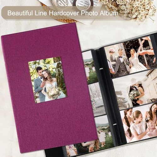 Artmag Fabric Photo Album 4x6 300 Large Capacity for Family Wedding Anniversary Linen Album Holds 300 Horizontal Photos (300 Pockets, Purple) - Image 4