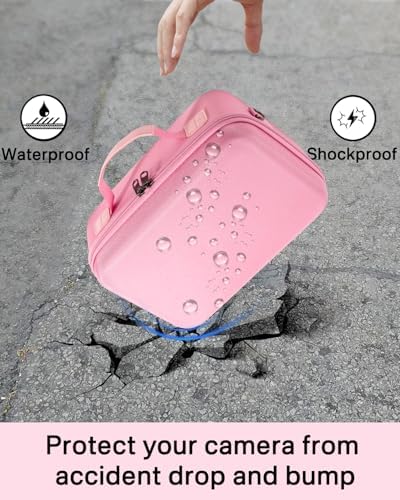 RAIACE Hard Carrying Case Compatible with Canon EOS Rebel T7/ T100/ T6/ R100/ R50/ R5/ R7/ R8, for Sony, for Nikon Camera. Large Capacity Camera Bag for Lens, Cables, Cards and Accessories. - Pink - Image 7