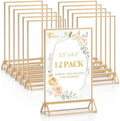 EHWINE 12 Pack Acrylic Sign Holder 5.5 x 8.5, Double Sided Gold Picture Frame Stand up Table Top Sign Holders, Clear Display Stand Menu Flyer Holder for Wedding Party by EHWINE