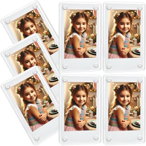 lengnoyp 7 Packs Polaroid Magnets Frame for Refrigerator, Acrylic Fridge Magnetic Picture Frame, Mini Photo Frames, Instax Clear Picture Magnet Display Frame 2.36 X 3.54 Inches by lengnoyp
