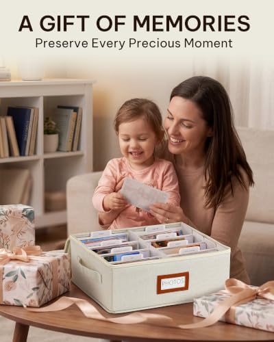 Photo Storage Box, 2000 4x6 Photo Organizer with 8 Dividers, Beige - Image 7