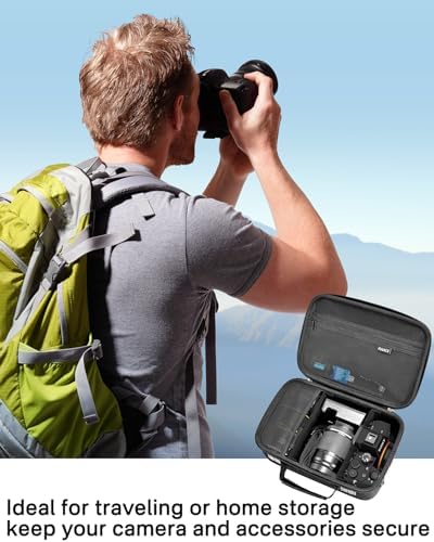 RAIACE Hard Case Compatible with Sony Alpha 7 II III IV/7R V Camera, for Nikon, for Canon, for Pentax and More.Large Capacity With Mesh Pocket for Lens, Charger, Cables, Cards and Accessories.-Black - Image 7