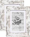 Califortree Rustic White 5x7 Picture Frame - Display Photos 4x6 with Mat or 5x7 Without Mat - Real Glass Frames for Wall and Tabletop - Set of 2 by Califortree