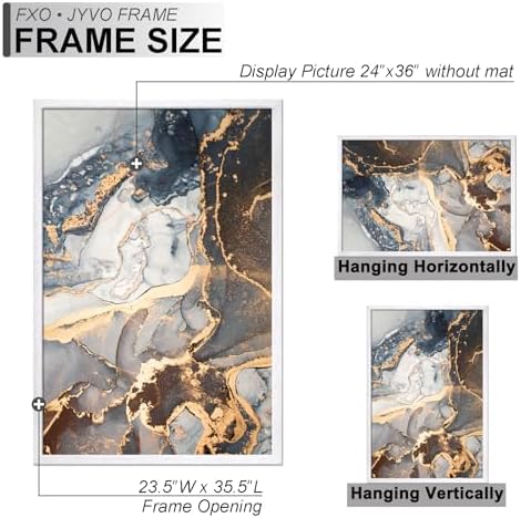 Fxojyvo 24x36 Picture Frame White Engineered Wood Wall Hanging - Image 4