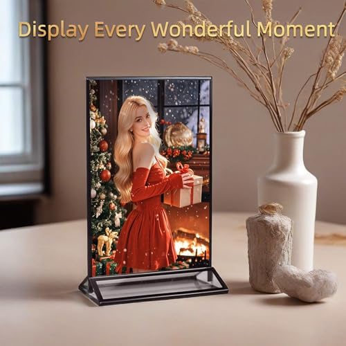 4x6 Picture Frames Acrylic Sign Holder 6 Pack Menu Stands, Double-sided Picture Stands for Wedding Table Numbers Holders, Table Top Display Wedding Sign Stand Vertical Flyer Holder, Black - Image 3